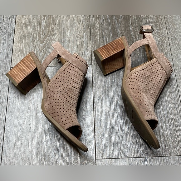 Franco Sarto Womens Brown Block Heel Peep Toe Size 7.5 Medium Harlet2 - Picture 8 of 16